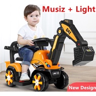 WY998 Children Kid Excavator Toy Car Ride On With Music And Light Kids Ride On Car