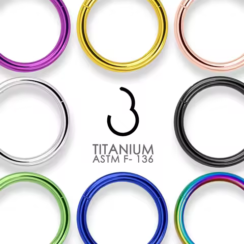 Titanium Hinged Segment Clicker Septum Ring 12G-20G Hoop for Septum Nose Ear Cartilage Helix Lip Pie