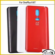 New For OnePlus 6 Battery Back Cover Glass Panel Rear Door For OnePlus 6T 6 T Battery Housing Case With Adhesive Replace