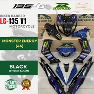 RAPIDO Cover Set Yamaha Lc135 V1 GP EDITION (44) Black Body Coverset Sticker Tanam Stripe