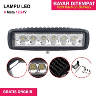 Lampu LED  Motor Depan Tembak Sorot Led Motor Dan Mobil Super Terang  6 Mata/Titik18 Watt Jarak Jauh