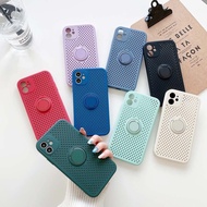 Mesh Cooling Case for IPhone 13 12 Mini Pro Max  Ring Stand Soft TPU Cover Skin Case