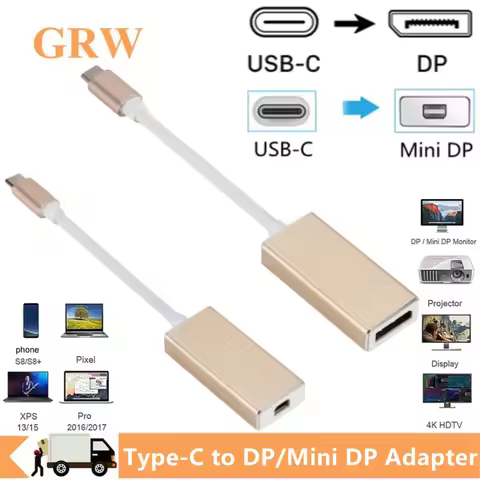 USB-C to Mini DP Adapter Type-c to DP Cable USB Type C to DisplayPort Converter Cable Plug and Play 