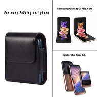 ซองโทรศัพท์หนังแท้กระเป๋าคาดเอวกระเป๋าใส่โทรศัพท์มือถือหน้าจอพับได้สำหรับ Huawei P50 Pocket /Samsung Z Flip 5/4/3/2