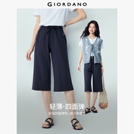 GIORDANO Women Pants 4-Way Stretch Lightweight Capri Pants Elastic Waist Regular Fit Fashionable Cas