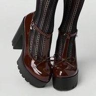 Women's Sexy Thick-Soled Thick-Heeled Shoes, Spring And Autumn Fashion Solid Color With Red Bow Deco