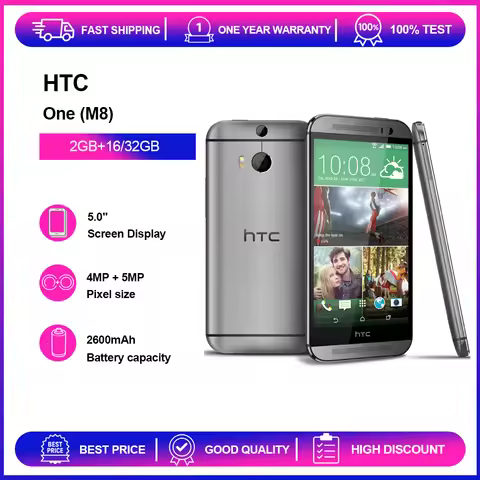 Original 4G HTC One (M8) Mobile Phone 5.0 Super LCD3 16GB 2GB RAM/32GB 2GB RAM Bluetooth CellPhone