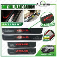 Perodua Aruz Carbon Fiber with Red Logo Emblem Word Wording Door Side Sill Step Plates