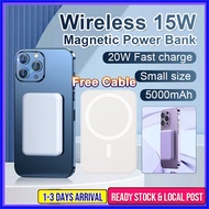 Magnetic Powerbank Wireless Charging Power Bank Portable Charger 15W 20W Fast Charging 5000mAh for Android iPhone External Battery with Charging Cable