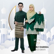 [EMERALD GREEN] Sedondon Family Set Darissa kebaya moden lace ibu anak baju melayu pesak cekak musang ayah anak