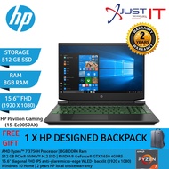 Hp Pavilion Gaming 15-Ec0059Ax Fhd Gaming Laptop Ryzen 7-3750H 8Gd4 512SSD Gtx1650 4Gd5 Win10H (15.6")