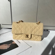 Chanel 奶茶色布金鍊CF 23cm