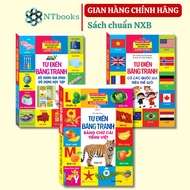 Book - Combo of 3 picture dictionary books - Vietnamese alphabet, Flags of countries around the worl