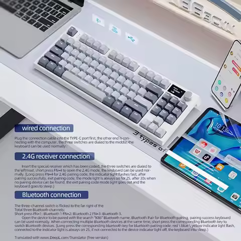 NEW K86 Wireless Hot-Swappable Mechanical Keyboard Bluetooth/2.4g with Display and Volume Rotary But