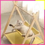 Wooden Double Layer Cat Hammock Swing Bed, Hanging Cat Nest Cat Swing Mattress