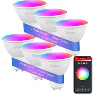 6 Pack GU10 Smart Bulbs, 5W GU10 LED Light Bulb, Color Changing, Dimmable, Music Sync, Timer, Group 