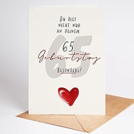 Lovely Cards - Birthday Card 65 Woman Man - Gift 65th Birthday Woman - Birthday Cards for Women - 65