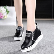 Bata leather Pump shoes fashion comfortable stitching Pointed Toe Block⚐Heel Shoes Pure Color one pe