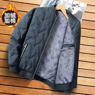 Men's Winter Jacket - Cotton & Fleece Padded with Stand-Up Collar