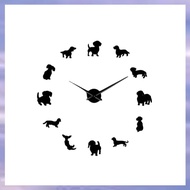 W9(JMTI) Diy Dachshund Wall Art Wiener-Dog Puppy Dog Pet Frameless Giant Wall Clock with Mirror Effe
