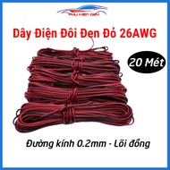 Cuộn 20 Mét dây điện đôi đen đỏ 26AWG lõi đồng 0.2mm chịu tải cao