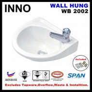 (READY STOCK) INNO WB 2002 Wall Hung Ceramic basin with bracket & wall plugs /vanity bowl / bathroom