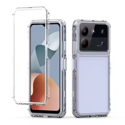 3 in 1 Rugged Armor Shockproof Phone Case For ZTE Blade A54 A34 6.6 inches Hard Plastic Frame Transp