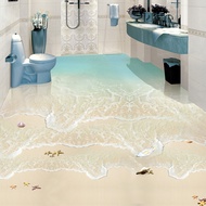 Modern Simple Beach Sea Wave Photo Wall Paper 3D Floor Tiles Murals Sticker Bathroom Waterproof Self
