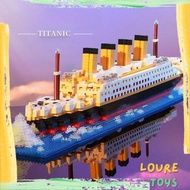 LOURE Stacking Brick Block Toys - Titanic Cruise Ship With Lights - DIY Assembled Building Toys