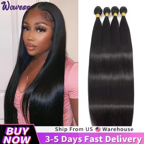100% Natural Extensions Hair Straight Human Hair Bundles Deal Brazilian Remy Hair 24 26 28 30 Inch L