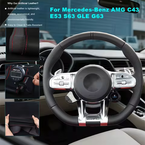 DIY Customized Car Steering Wheel Cover For Mercedes-Benz AMG C43 E53 S63 GLE G63 Auto Artificial Le