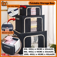 24L/66L/100L Transparent Large Storage Box Foldable Oxford Box Steel Frame Detachable Storage Box Cl