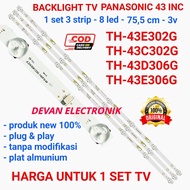 LAMPU BACKLIGHT TV LED PANASONIC TH 43E302G TH 43E306G TH 43D306G BACKLIGHT TV PANASONIC 43 INCH 8K
