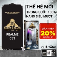 Realme C33 Cowcase full screen tempered glass | Screen protector for Realme