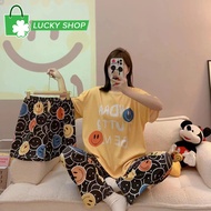 LUCKY SHOP Milk Silk 3in1 Terno pajama set for women Round Neck sleepwear