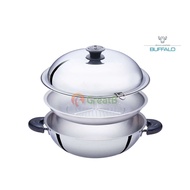 BUFFALO 32CM S/S FLAT BOTTOM WOK - PERFECT COOKER FOC STEAMER (BY07)