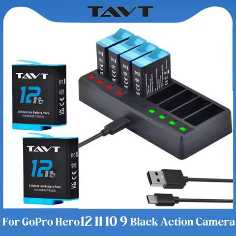 1850mAh Battery For GoPro Hero 12 Black 8-Ways Fast Charger with Type C Port for GoPro Hero 9 Go Pro