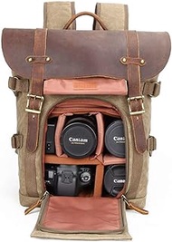 DSLR Camera Backpack,Savman Waterproof Canvas Photography Camera Bag Case for Men Women Canon Nikon Sony Pentax DSLR Cameras,Lens,Tripod, Laptop and Accessories for Outdoor Travel Hiking (Khaki2)
