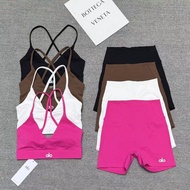 A alo Cross Bra Shorts Set Comfortable Sports Fitness Yoga Elastic with Chest Pad Women#7. 28al.jlm 