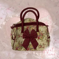 NaRaYa vintage floral maroon ribbon handbag/shoulder bag (LIZ LISA, coquette/cottagecore/lolita)