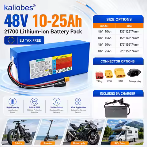 21700 Lithium battery pack 48V 10Ah 15Ah 20Ah 25Ah high-power 1500W With BMS For Electric scooter mo