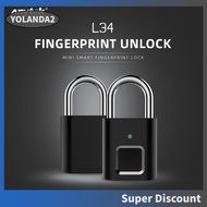 [yolanda2.sg] 2Types Anytek L34 Smart Fingerprint Padlock USB Rechargeable Door Suitcase Lock