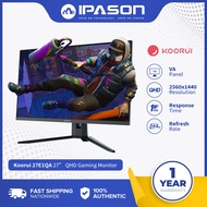 KOORUI 27E1QA  27Inch QHD Gaming Monitor 144 Hz, VA, 1ms, DCI-P3 90% Color Gamut, FreeSync G-Sync Co