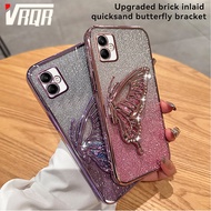 VRQR for Samsung Galaxy A03 A04 A04E M04 F04 A05 Transparent Electroplated Glitter Butterfly Holder 