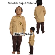 Scout Uniform Set Brown Long Sleeve Shirt and Brown Trousers Scout Uniform for Elementary School Mid