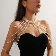 Fashion Body Chain Waist Chain Female Fashion Show Show Imitation Pearl Shoulder Chain Corset Chain 