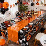 BLACKFUNNY Halloween Pumpkin Skeleton Themed Disposable Tablecloth Waterproof Oilproof Rectangular T