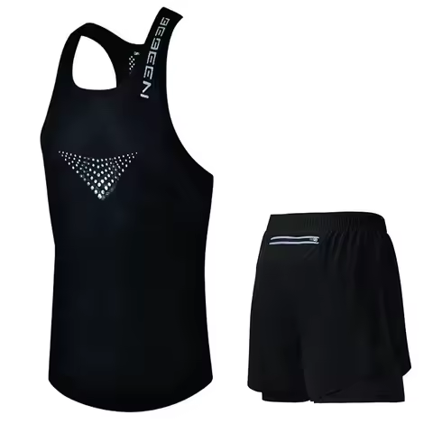 Men's Running Vest and Shorts Set with Mesh Design: Breathable, Comfortable, Quick-Drying, a Two-Pie