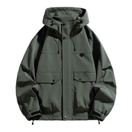 แจ็คเก็ตผู้ชายฤดูใบไม้ผลิเสื้อกันลมมีฮู้ด7XL 8XL ขนาดพิเศษ6XL เสื้อโค้ตทรงหลวม MODE Korea แจ็คเกตลำล