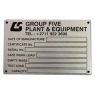 Stainless steel/Aluminium plate with color paint (etching)/Custom Etched Metal Nameplates, Labels an